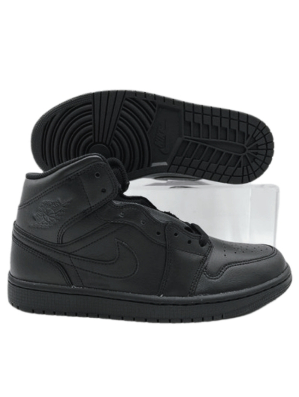 Nike Air Jordan 1 Mid Men's Triple Black Leather Sneakers | GUC | Size 8.5